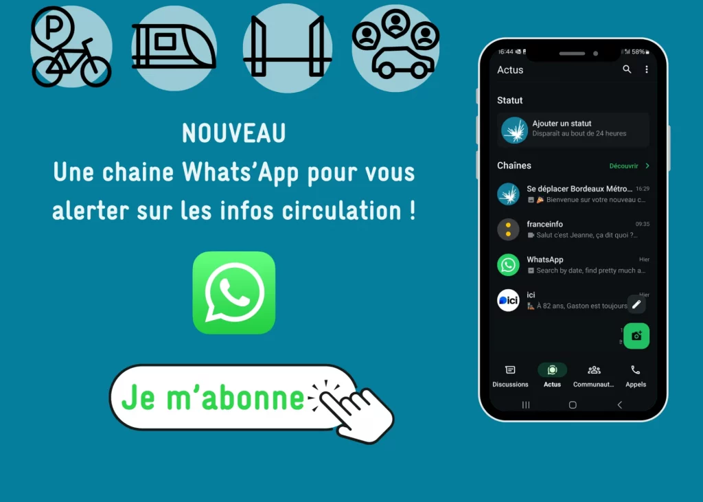 Bordeaux Métropole informe désormais les usagers via une chaîne WhatsApp dédiée à la circulation