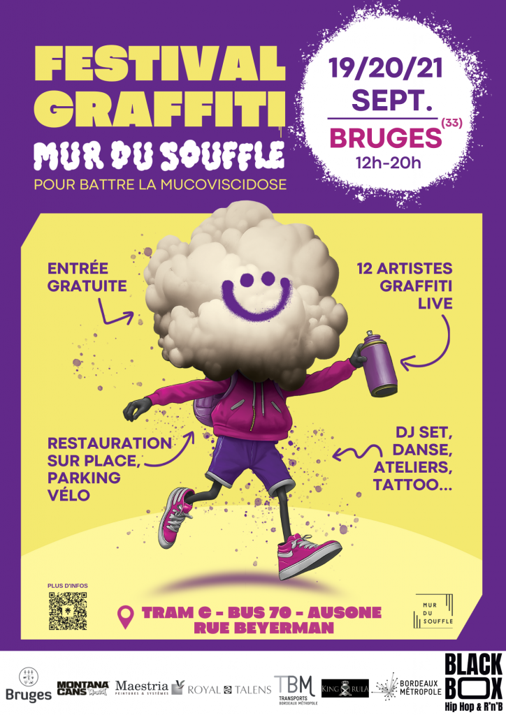 Mur du Souffle 2025 : le street-art s’engage contre la mucoviscidose à Bruges