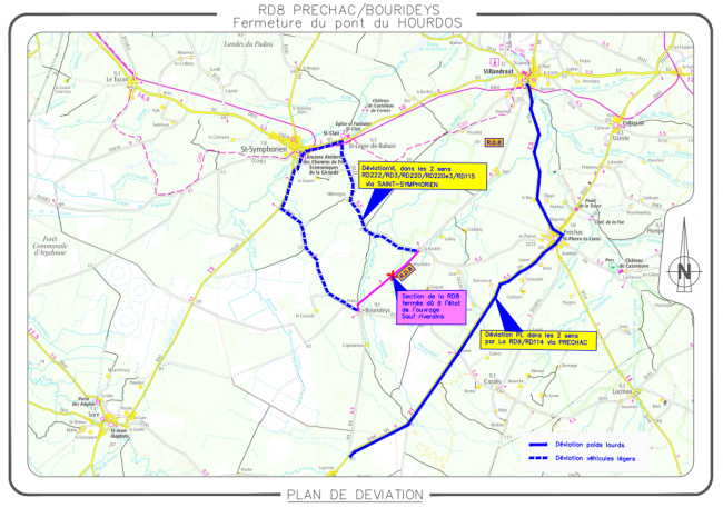 Pont entre Bourideys et Préchac fermé : itinéraires de déviation mis en place